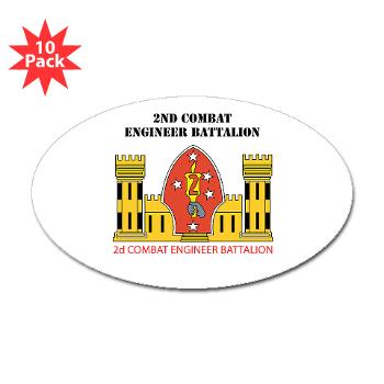 2CEB - M01 - 01 - 2nd Combat Engineer Battalion with Text - Sticker (Oval 10 pk) - Click Image to Close